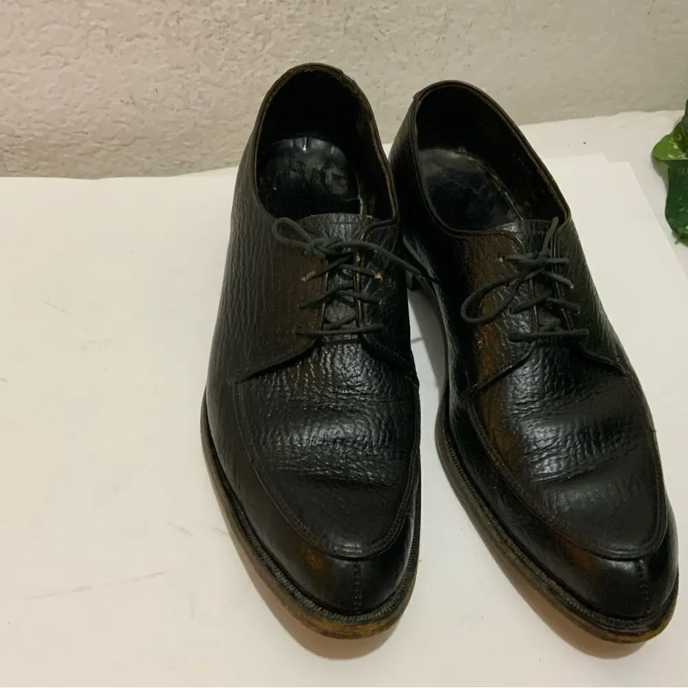Shark Grain Cowhide Black Leather Dress Shoes Men’s 8.5 D